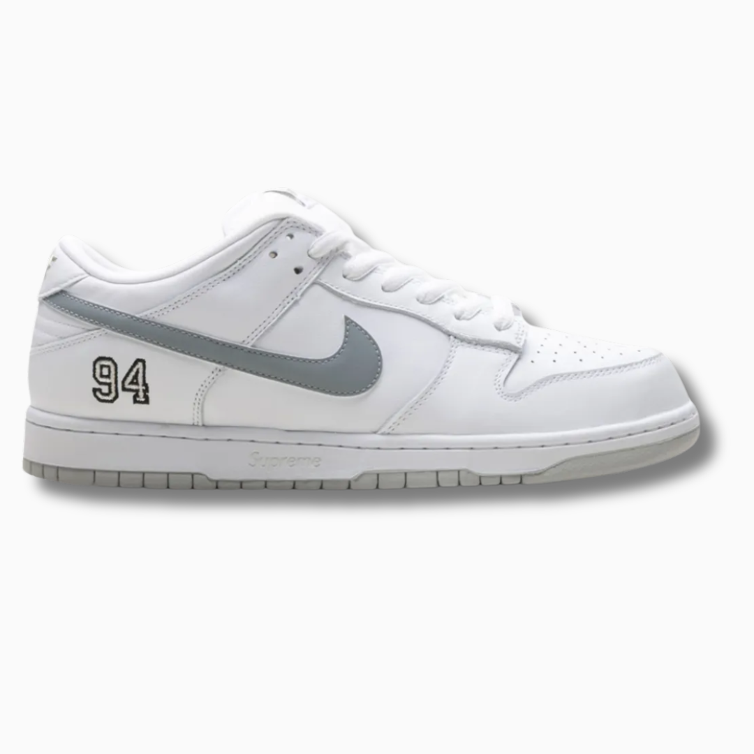Nike SB Dunk Low Supreme 94 White Metallic Silver