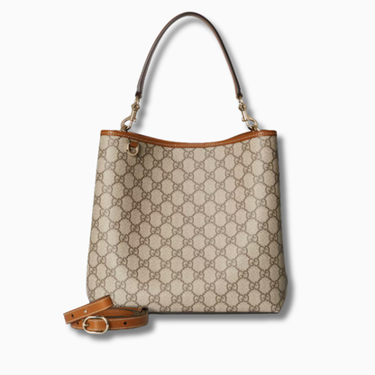 Bolso tipo cubo mediano Gcc GG Emblem beige y marrón