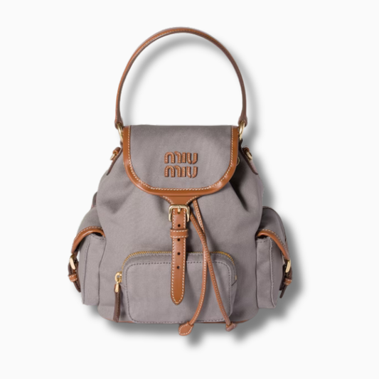 Miu Miu Leather Backpack Aluminum Brandy