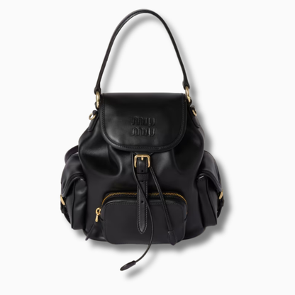 Mochila de piel Miu Miu negra