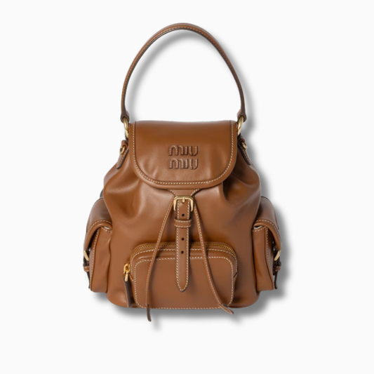 Miu Miu Leather Backpack Cognac