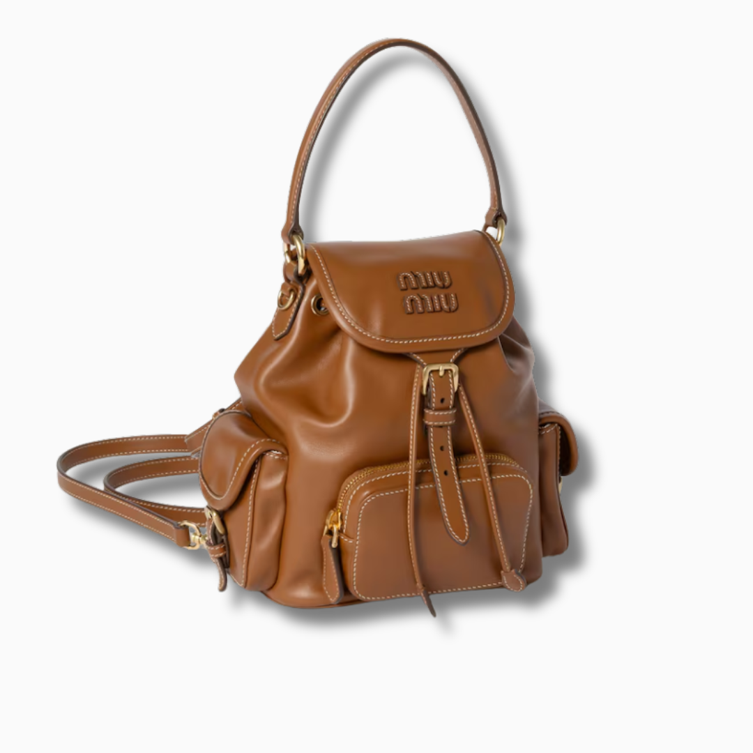 Miu Miu Leather Backpack Cognac