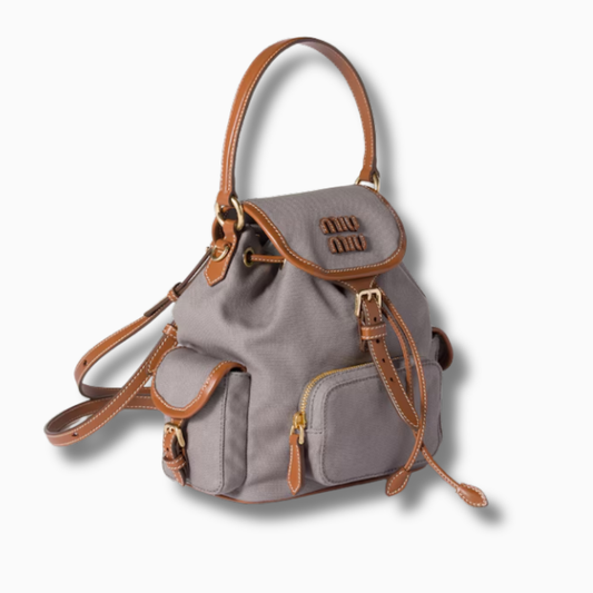 Miu Miu Leather Backpack Aluminum Brandy