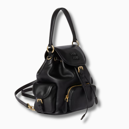 Mochila de piel Miu Miu negra