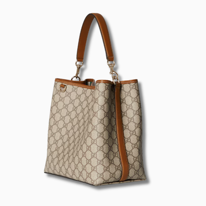 Bolso tipo cubo mediano Gcc GG Emblem beige y marrón