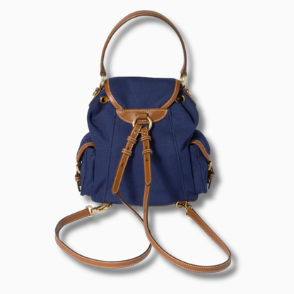 Miu Miu Leather Backpack Cornflower Blue Brandy