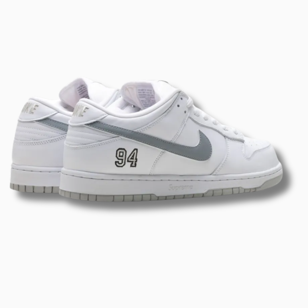 Nike SB Dunk Low Supreme 94 White Metallic Silver