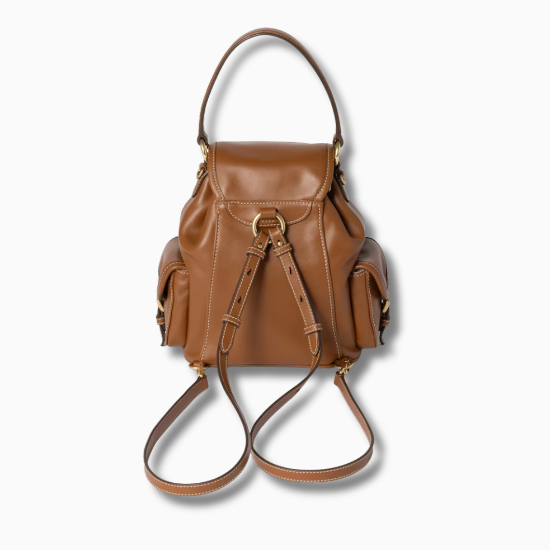 Miu Miu Leather Backpack Cognac