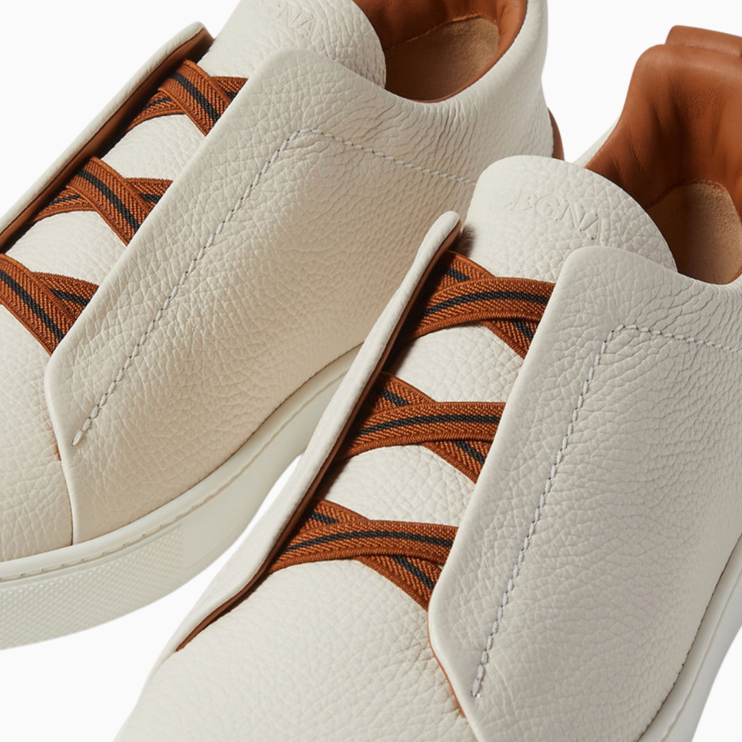 ZGN White Leather Triple Stitch