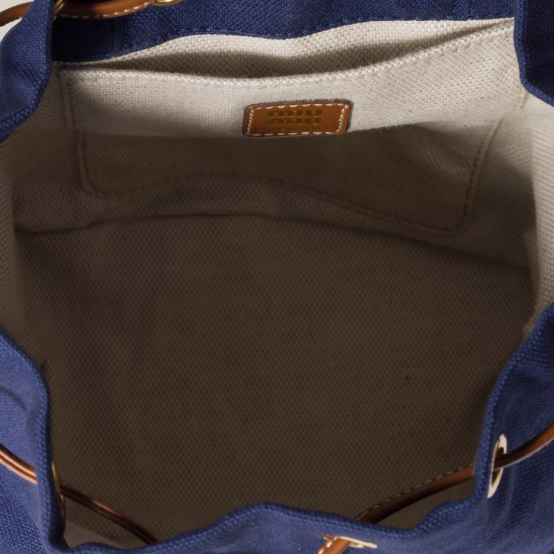 Miu Miu Leather Backpack Cornflower Blue Brandy