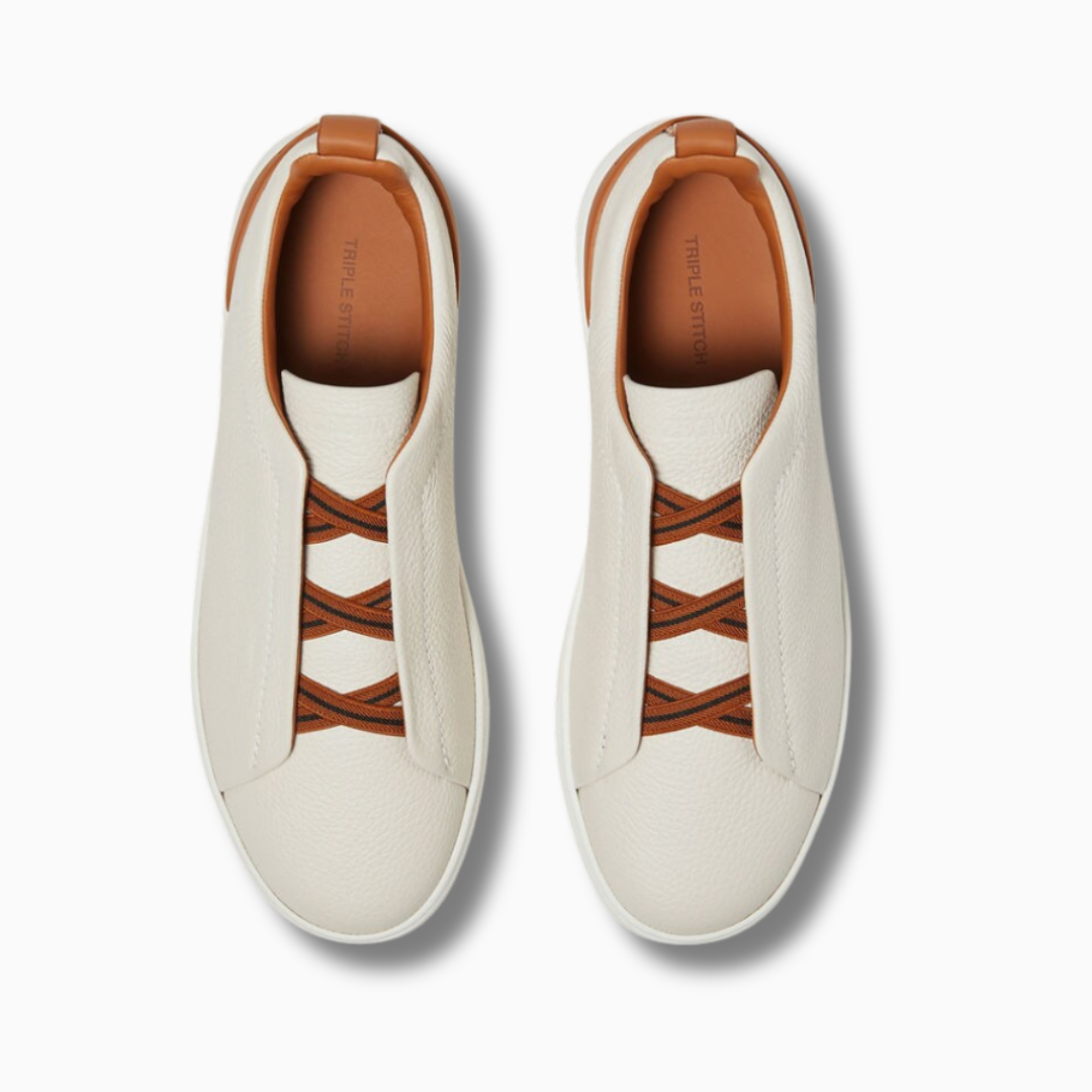 ZGN White Leather Triple Stitch